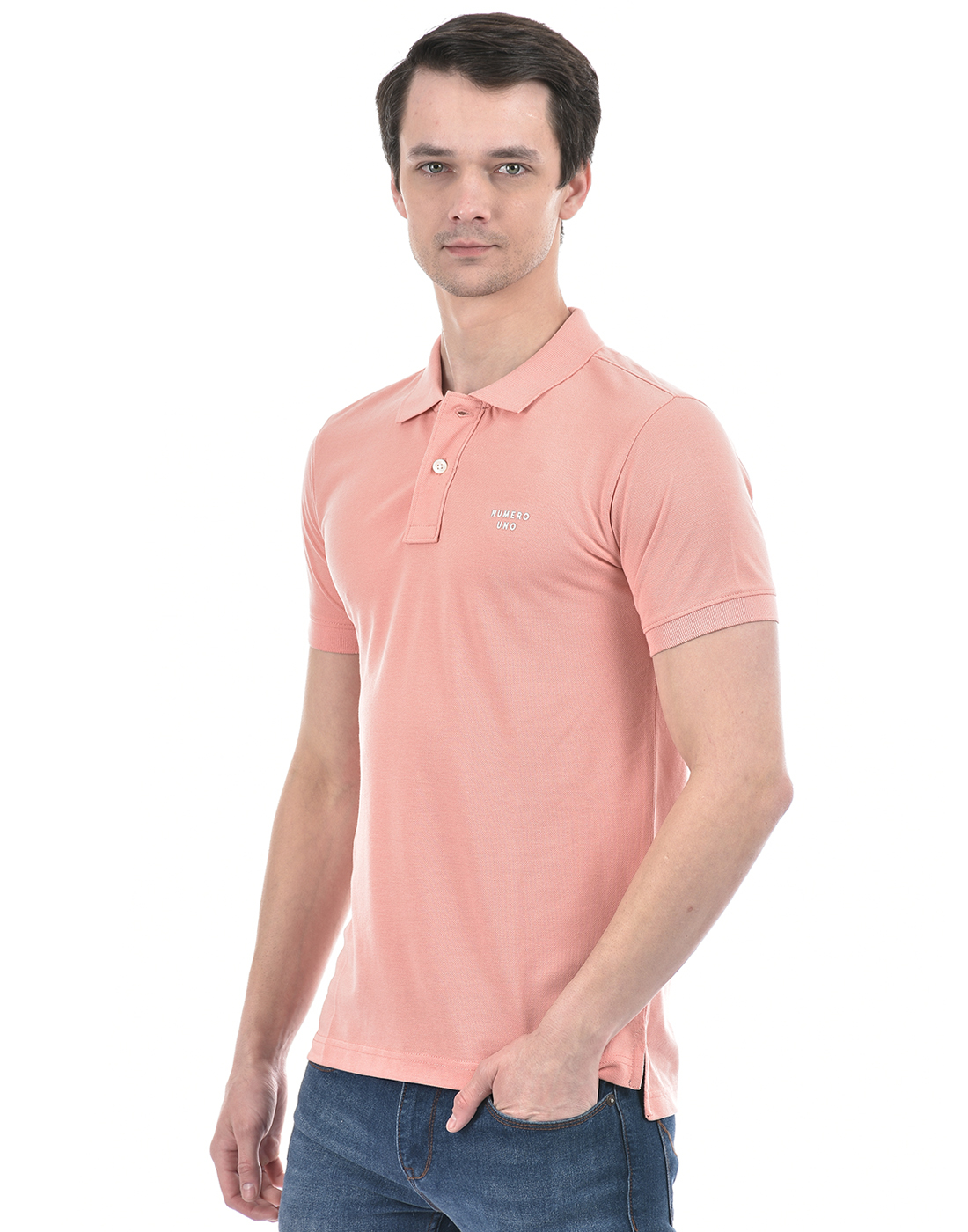 Numero Uno Men Logo Print Pink T-Shirt